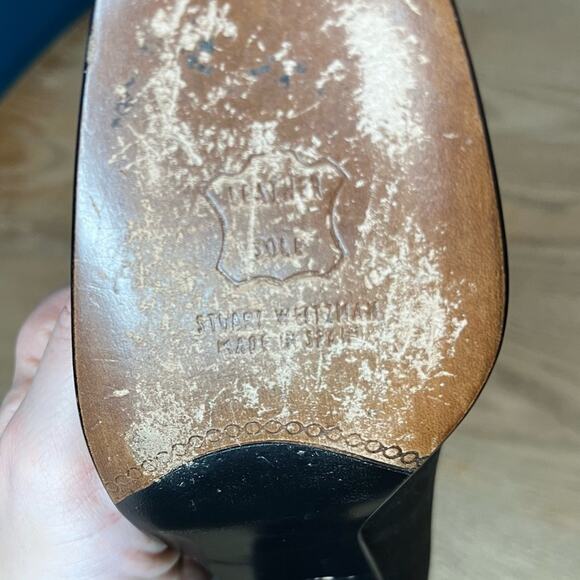 Stuart Weitzman Vintage 90s Satin Block Heel Classic Pumps Black Size 7 - Picture 12 of 15